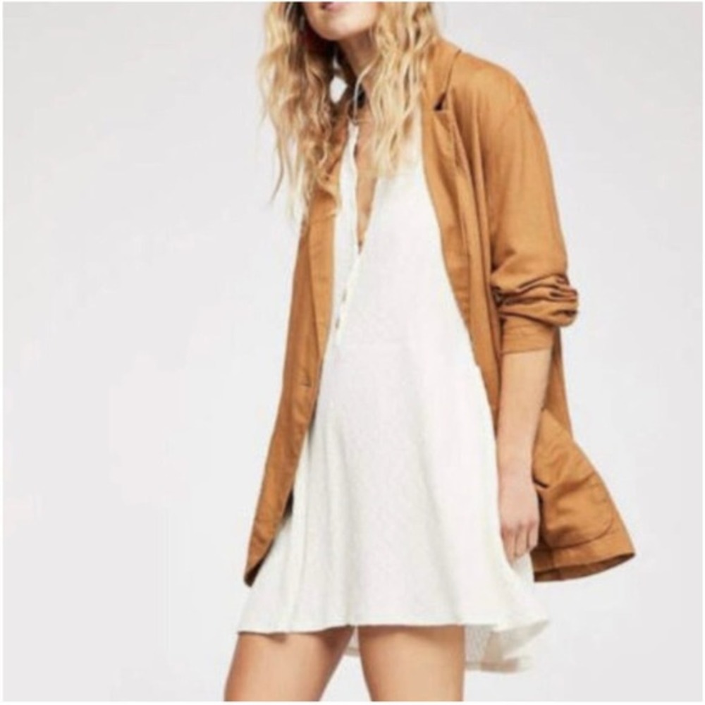 FREE PEOPLE BEACH Blossom Casual Cover Up Ribbed T-Shirt Mini High Low Dress‎